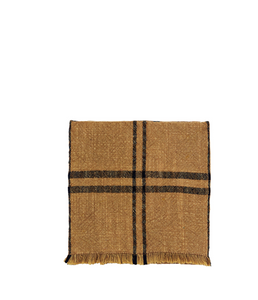 Tan & black large check tea towel