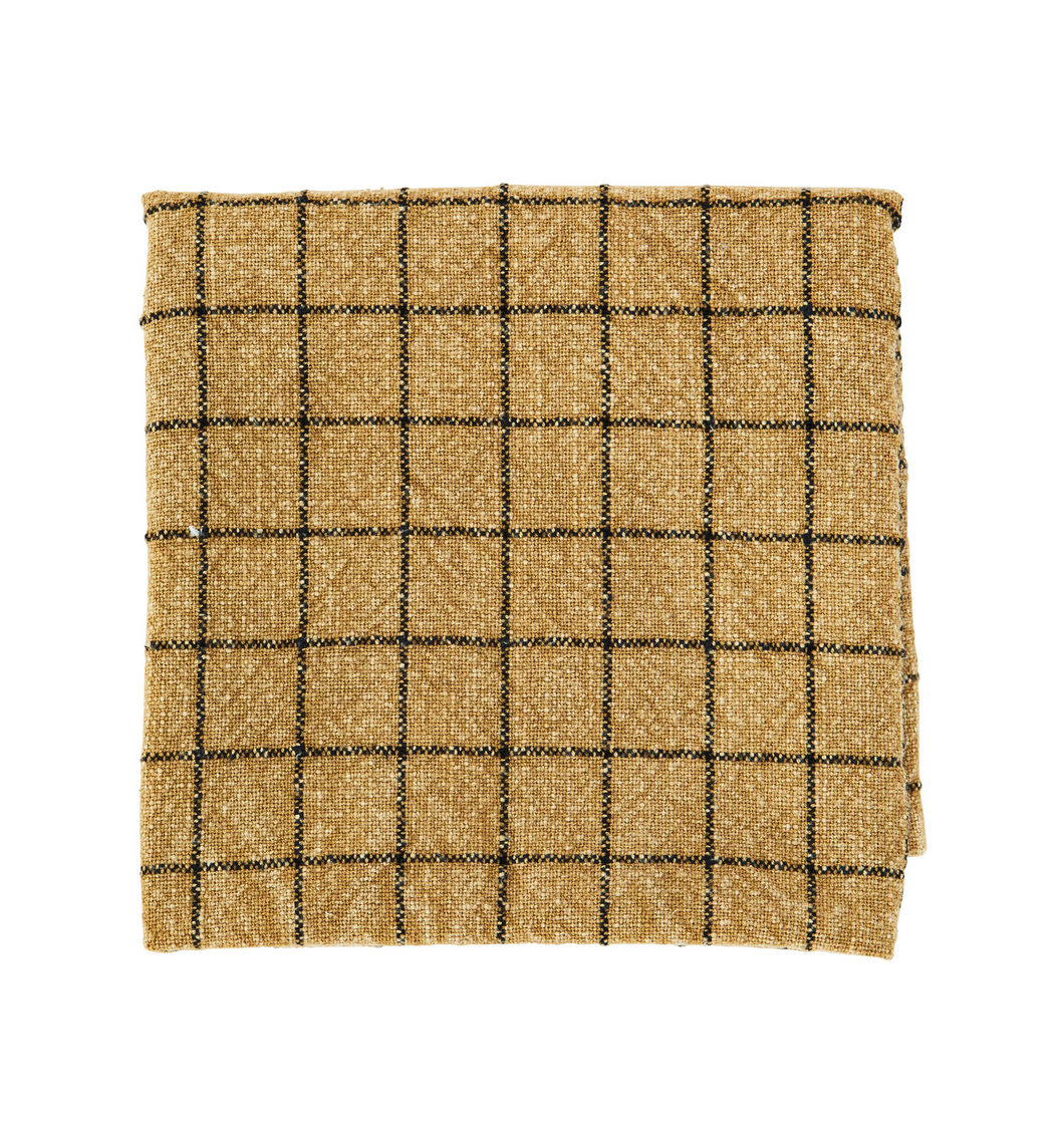 Mustard & black check tea towel