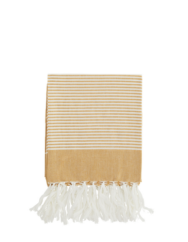 Honey & white striped hammam towel