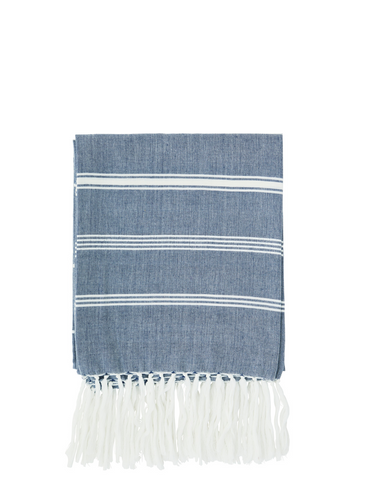 Blue & white striped hammam towel