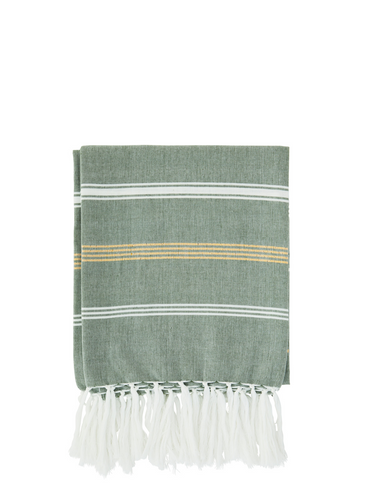 Green,white &yellow striped hammam towel