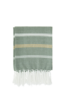 Green,white &yellow striped hammam towel