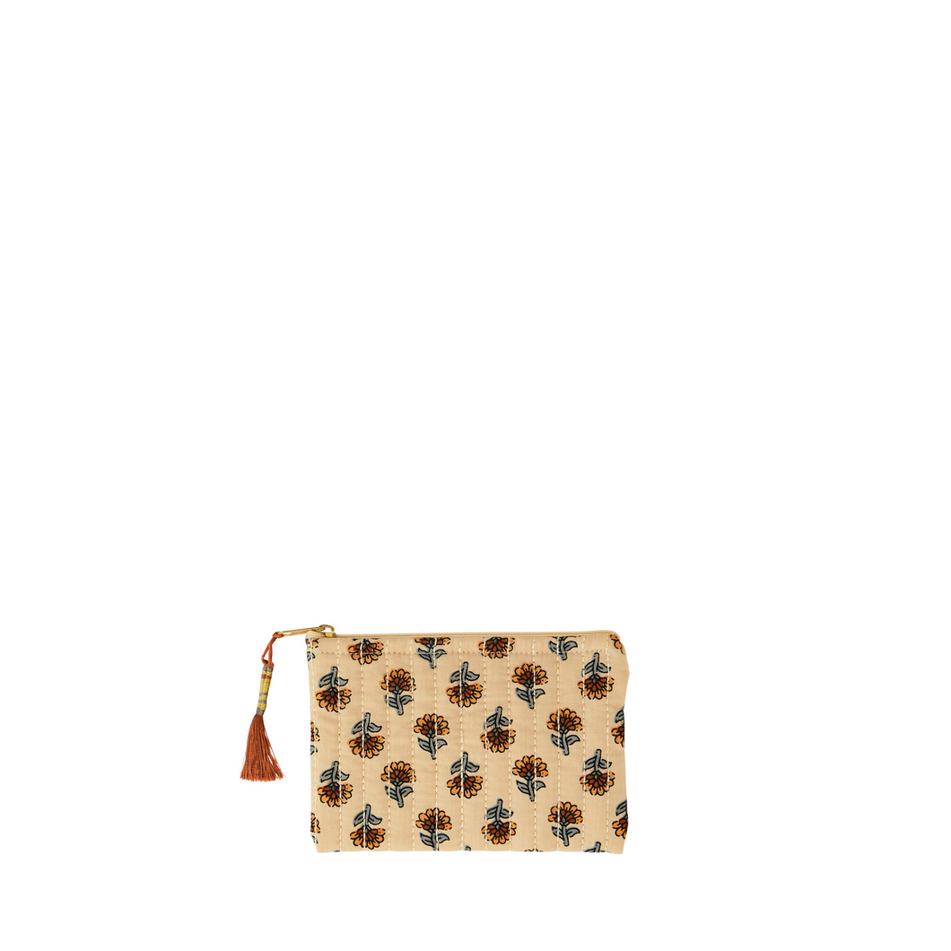 Peach printed purse- small