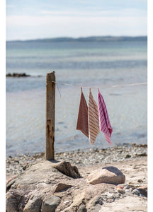 Camel & blue striped hand towel