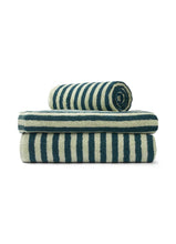 Load image into Gallery viewer, Green &amp; teal striped bath sheet