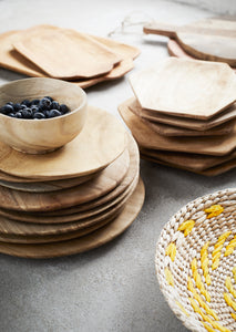 Set of three wooden plates