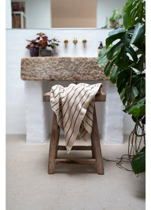 Cream & ink striped bath towel