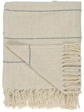 Load image into Gallery viewer, Cream and blue striped throw 130x160