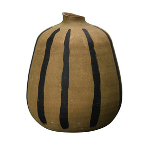 BROWN STRIPED CERAMIC VASE 18X16
