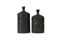 Load image into Gallery viewer, Grey wash wood lidded pot 30cm