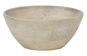 White wash Mango wood bowl 25cm