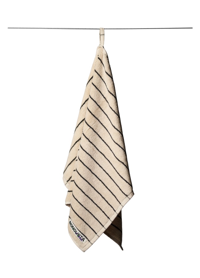 Cream & Ink striped hand towel.