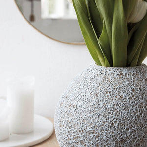 Grey textured round vase 21cm