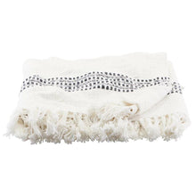 Load image into Gallery viewer, White fringed blanket with pattern trim 30x180