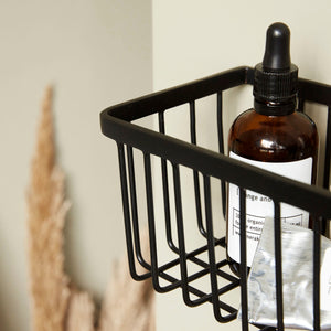 Black bathroom basket 11x28